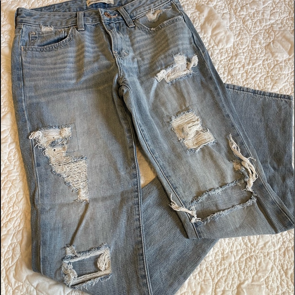 Light wash distressed kids jeans